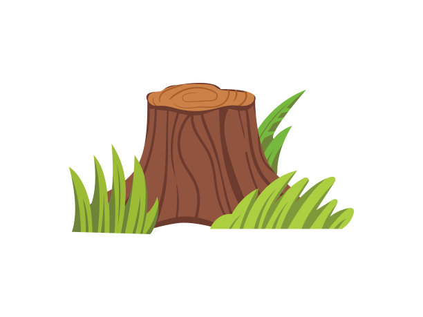 手绘的老树桩和草图片下载