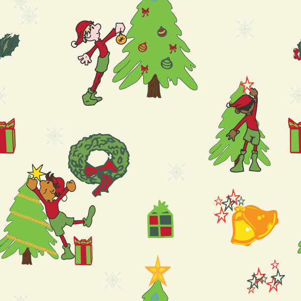 圣诞快乐，精灵们为节日装饰图片下载