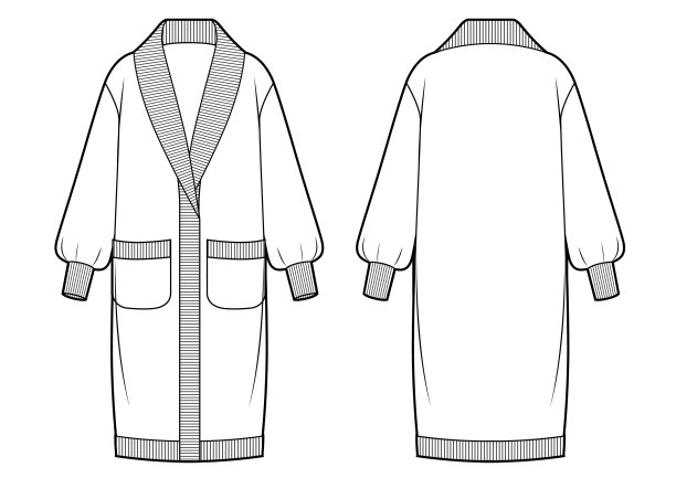 带口袋的女式开衫，时尚插画。图片下载