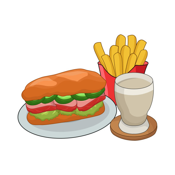 三明治和薯条图片下载