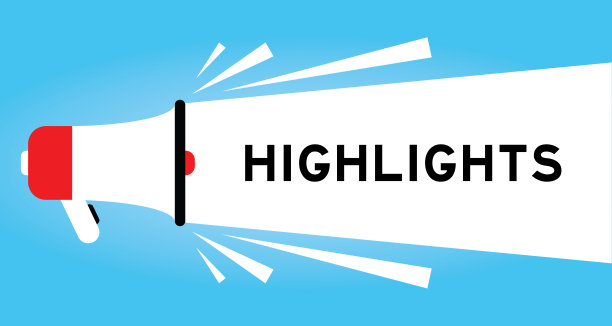 彩色扩音器图标与文字高亮白色横幅上的蓝色背景图片下载