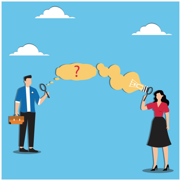 问答，FAQ常见问题解答，提问和回答解决问题，帮助信息，解决方案或q和一个会话概念，商务人士用问号和灯泡泡图片下载