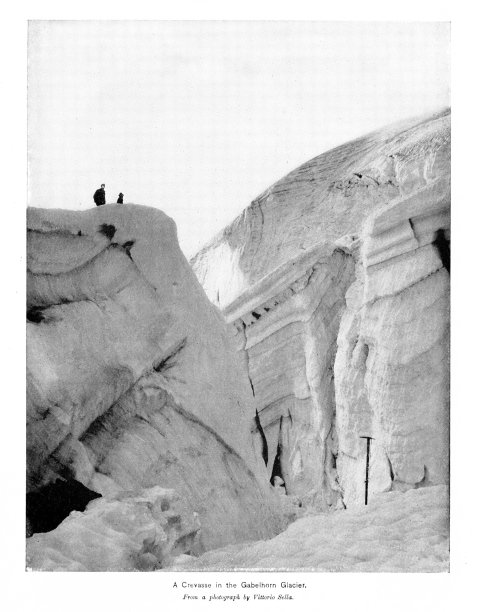 登山者在阿尔卑斯山，瑞士和意大利的蒙特罗萨加贝尔霍恩冰川上，古董照片图片下载