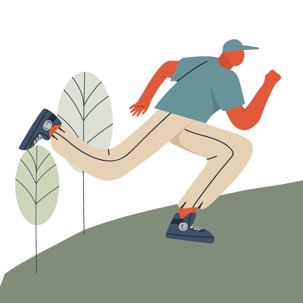 公园里跑步的人。男性跑步者戴着耳机训练，短跑，慢跑。在大自然、森林中进行积极的有氧耐力锻炼。平面矢量插图隔离在白色背景图片下载