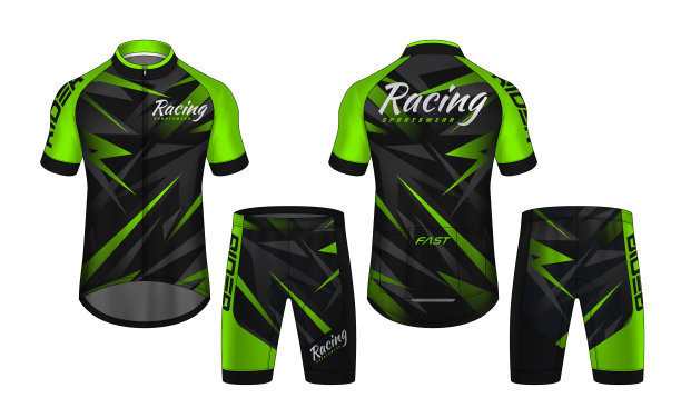 自行车运动衫模型，t恤运动设计模板，统一的自行车服装。图片下载