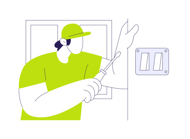 灯具开关安装抽象概念矢量插图。图片下载