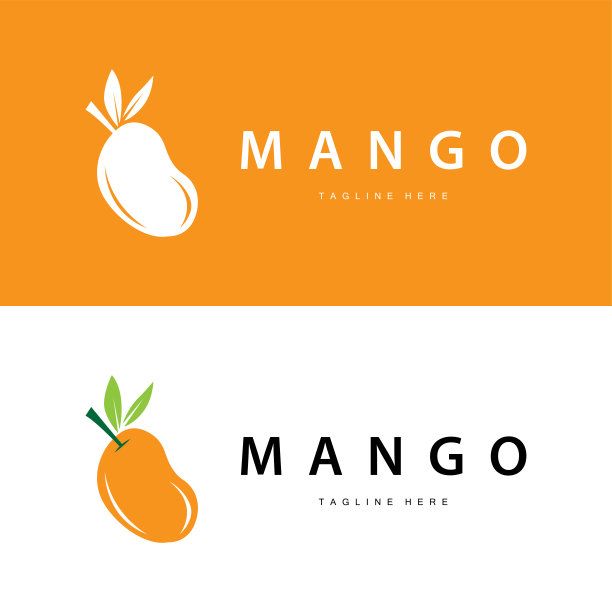 新鲜芒果平面设计插图模板果园植物芒果标志图片下载