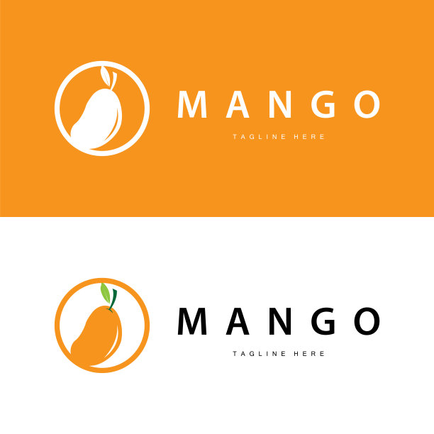 新鲜芒果平面设计插图模板果园植物芒果标志图片下载