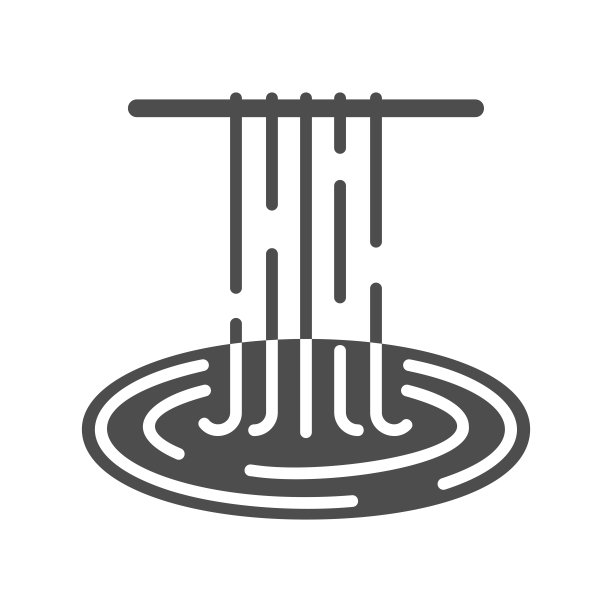 瀑布的自然度假矢量隔离图标图片下载