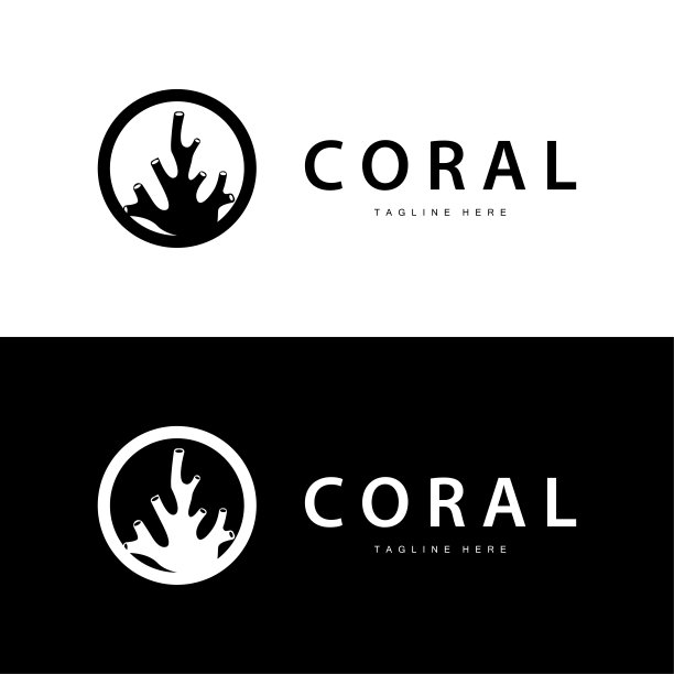 珊瑚标志水下海藻植物简单模板设计海洋装饰图片下载