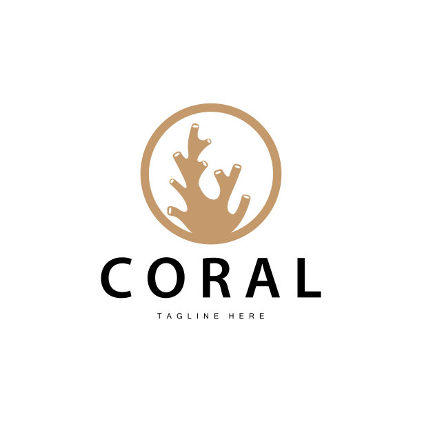 珊瑚标志水下海藻植物简单模板设计海洋装饰图片下载