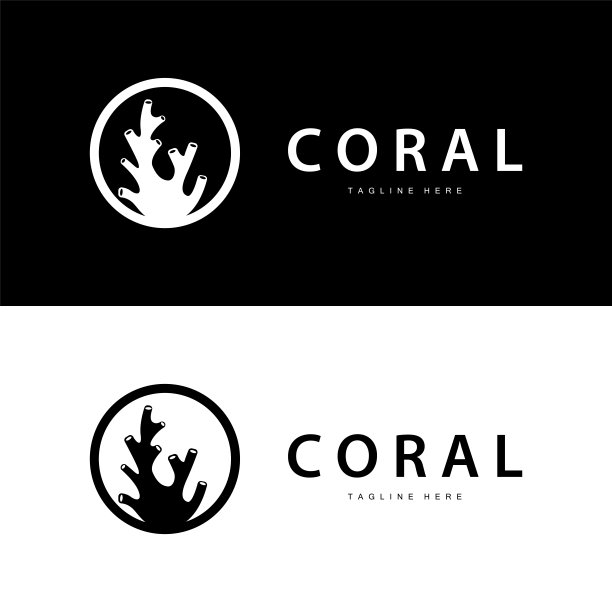 珊瑚标志水下海藻植物简单模板设计海洋装饰图片下载