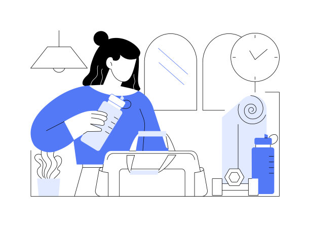 包装健身房孤立的卡通矢量插图。图片下载