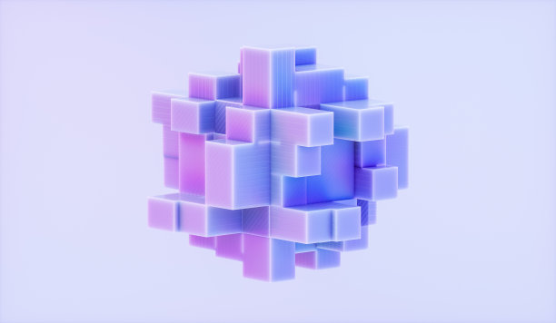 抽象的未来创新业务技术背景与等距三维立方体。3 d渲染。图片下载