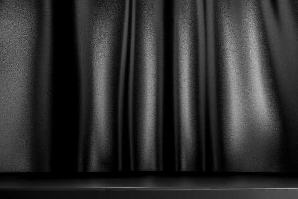 在产品展示前，黑色的舞台幕布关闭，为即将到来的企业活动或戏剧表演公告创造了悬念的背景图片下载