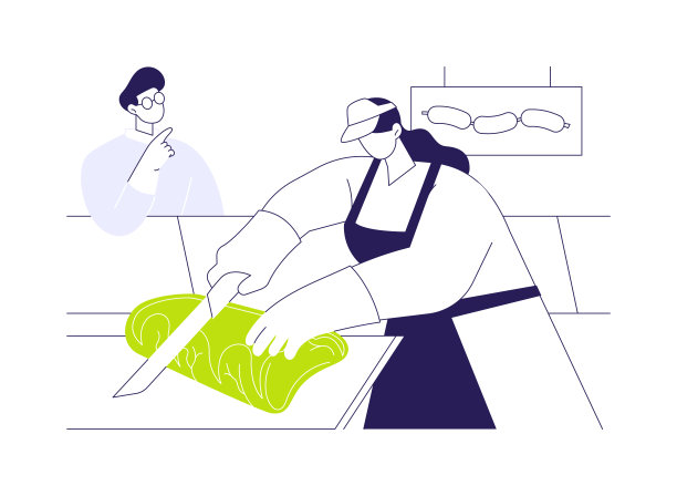 零售肉类切割抽象概念矢量插图。图片下载