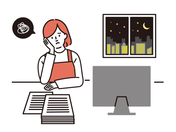 一个穿着围裙加班的女人图片下载