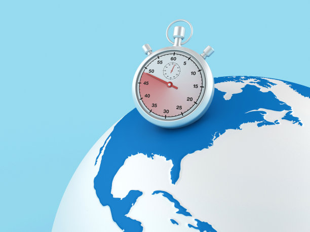 3D秒表与全球世界地图图片下载