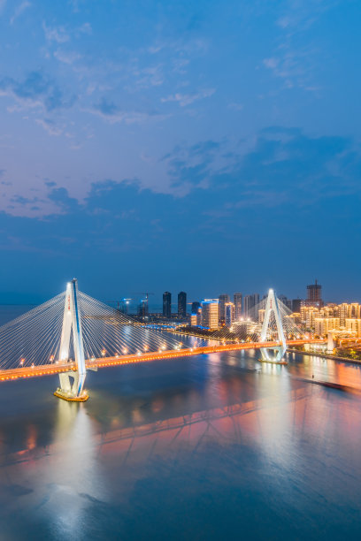 中国海南海口世纪桥高角度夜景图片下载