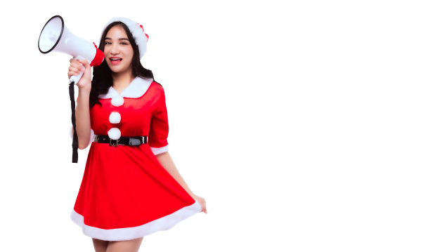 带扩音器的圣诞女孩图片下载