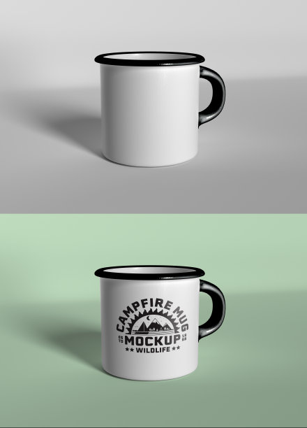 Сampfire马克杯模型。空杯子模拟设计推广。3 d渲染。图片下载