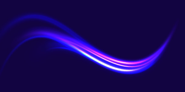 暗背景下彗星形状的线条。霓虹灯的漩涡流。移动快线的魔力。激光束，水平光线。向量。图片下载