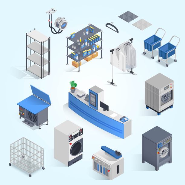 干洗和洗衣服务等距套装图片下载