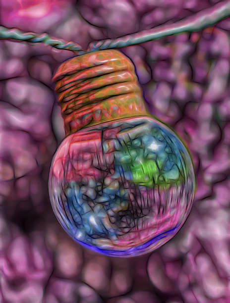 灯泡分形在粉红色。图片下载