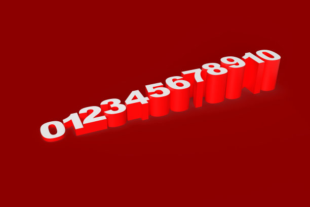 3d渲染0-10个数字。在酒红色背景上3D渲染0-10个数字。3D 0-10不同深度的数字图片下载