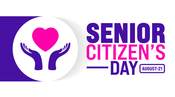 每年的8月21日是老年人日。节日的概念。模板的背景，横幅，卡片，海报，标语牌，设计模板独特的形状与标准的颜色。图片下载