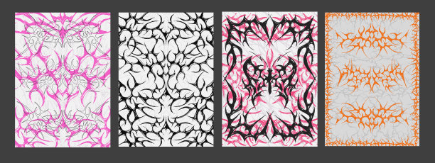 一套新部落海报。网络符号纹身形状标语牌。酷金属专辑封面。图片下载