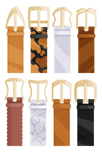 皮带扣扣和未扣的变种孤立的白色背景图片下载