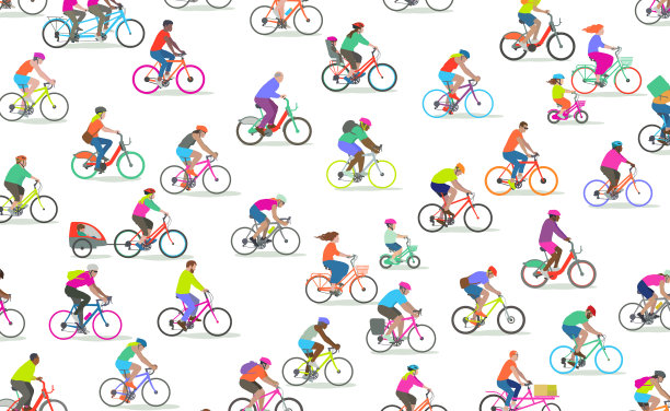 骑自行车的不同人群图片下载