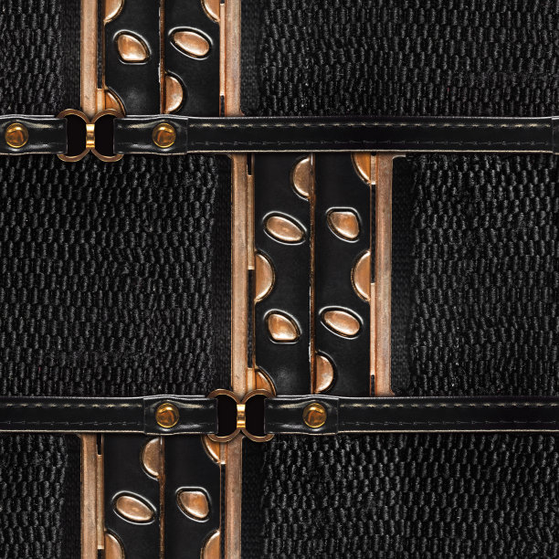 无缝4k照片质感黑色皮带与金色扣和背带。图片下载