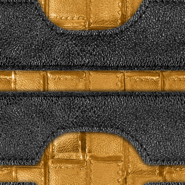 无缝4k照片纹理的金色皮革补丁与皮革华丽的条纹。图片下载