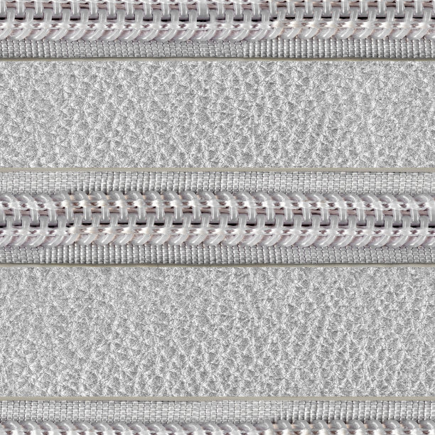 无缝4k照片纹理银色皮革与拉链。图片下载