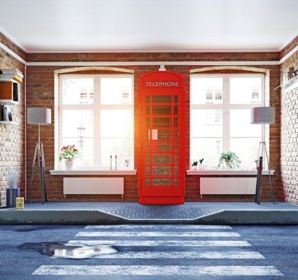 这条柏油路穿过客厅。图片下载