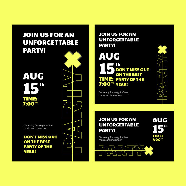 未来派派对海报和霓虹灯设计的横幅。具有活力，发光的视觉效果和现代元素的音乐和夜生活活动。理想的邀请，传单和营销。没有人工智能。图片下载