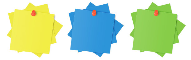 用于演示布局和设计的不干胶备注空白模板。图片下载