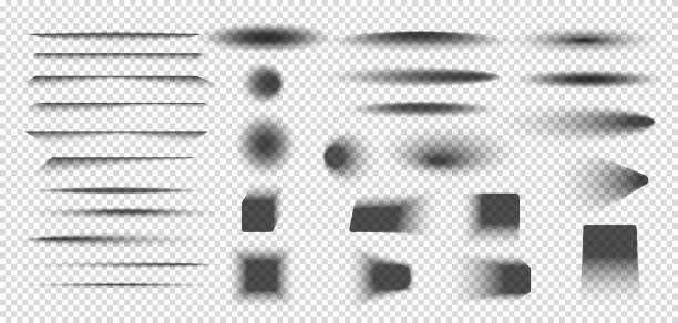 一组透明的阴影。逼真的阴影效果。影子带。圆形和椭圆形，方形，矩形阴影隔离在透明背景上。矢量图图片下载