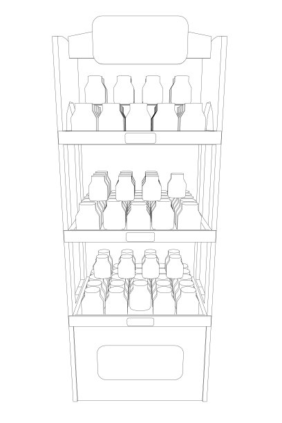 杂货店橱窗。超市备有食品货架、货架。存储向量概念图片下载