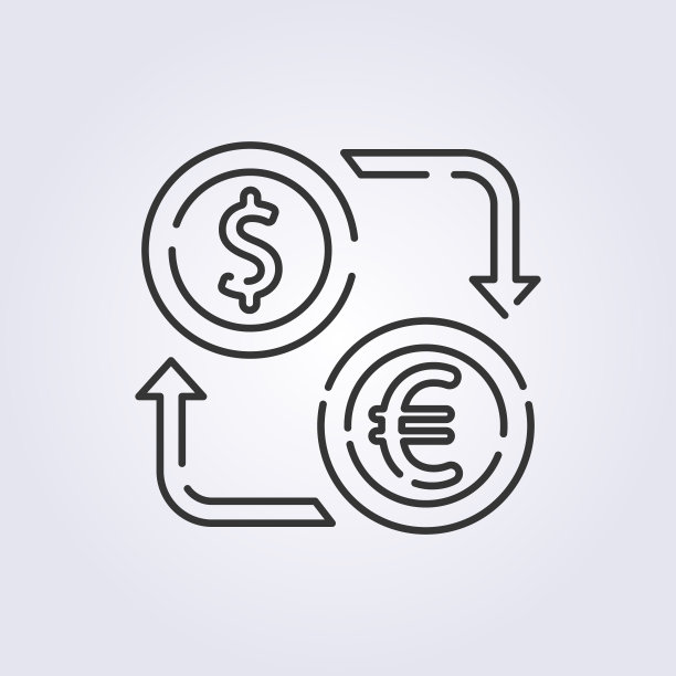 线条艺术货币兑换图标符号矢量插图设计图片下载