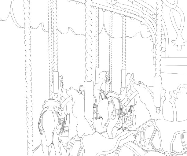 黑白绘图矢量插图的旋转木马在一个白色的背景组装或创建教材的母亲谁做图片下载