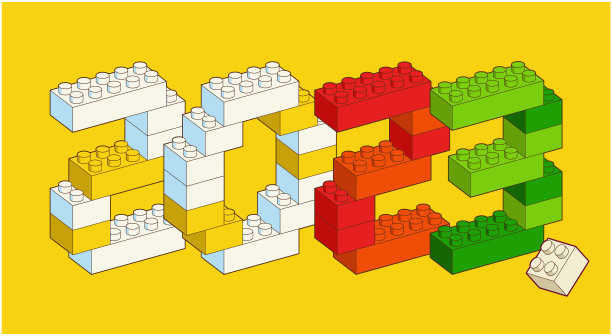 2023号标识来自塑料积木。彩砖拜年孤立在白色的背景上。矢量3d插图。图片下载