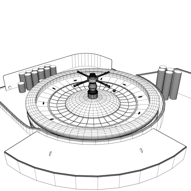 大纲赌场轮盘赌轮盘与赌场筹码在桌子上。从上面看。矢量插图。图片下载