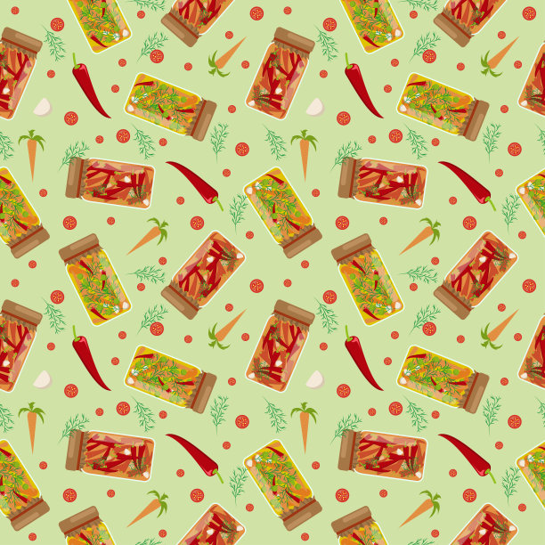 泡椒和胡萝卜的图案无缝衔接图片下载