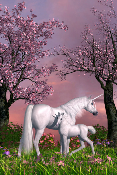 独角兽母马和小马驹图片下载