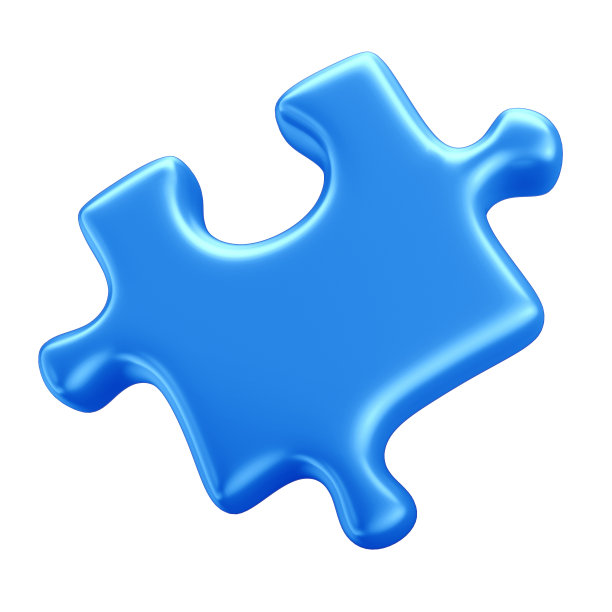 3D蓝色拼图片自闭症意识运动与孤立的白色背景图片下载