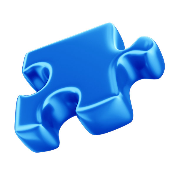 3D蓝色拼图片自闭症意识运动与孤立的白色背景图片下载