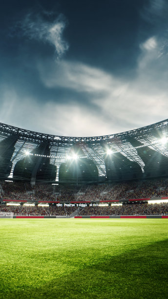 空荡荡的足球场，看台上坐满了等待露天比赛的体育迷。3 d渲染。图片下载